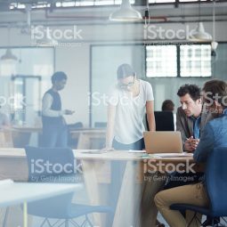 Office environment. Staff in an open plan office