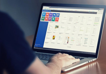 Microsoft software on a laptop