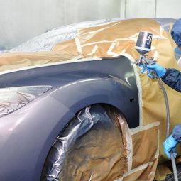 Car being re-painted