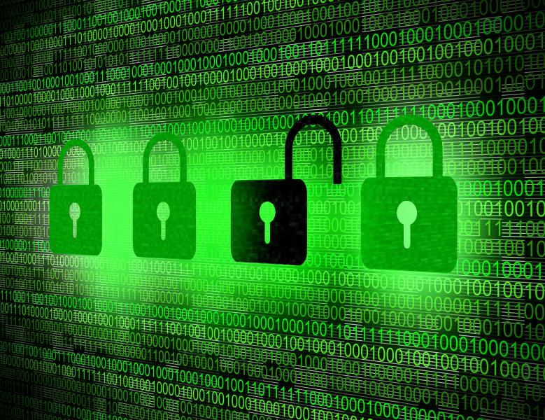 Image of binary numbers and padlocks representing cyber security