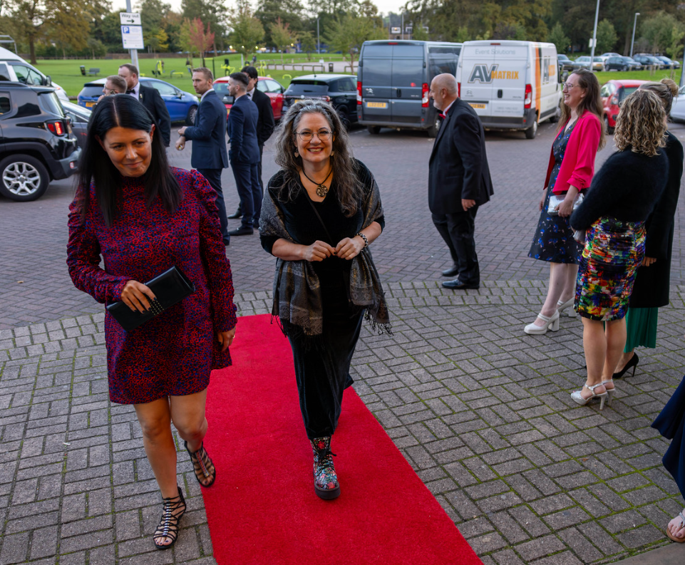 Jenny & Michelle arriving at KABA2023 Guests arriving at a black tie event