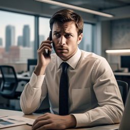 Beat the scam call surge - man taking suspicious phone call