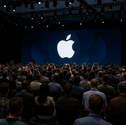 Audience watches the Apple WWDC 2025 keynote