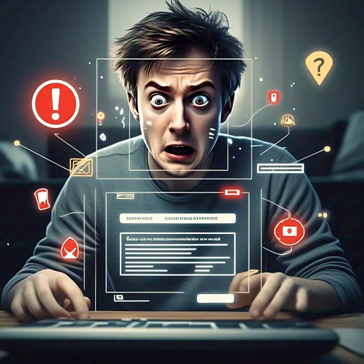Man staring a computer screen and realising clicking on 'unsubscribe' isn't always safe