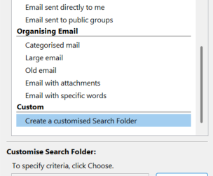 Screenshot - step 3 of Create a Search Folder in Outlook Classic