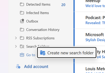 Screenshot of Step 2 - create a Search Folder in Outlook