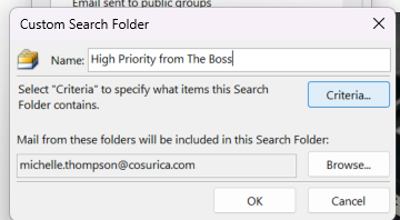 Screenshot - step 4 of Create a Search Folder in Outlook Classic