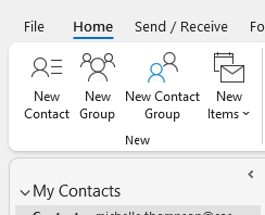Screenshot showing step 2 of how to set up Outlook Contact Groups