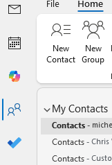 Screenshot showing step 1 of how to set up Outlook Contact Groups