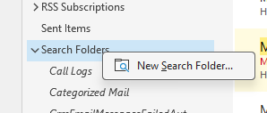Screenshot - step 2 of Create a Search Folder in Outlook Classic